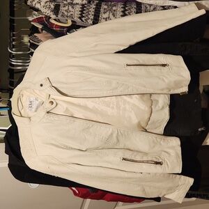 Creme leather jacket. .